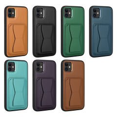 iPhone 11 Kılıf Kartlıklı Standlı ​Pu Deri Memo Kapak