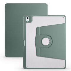 Apple iPad Pro 12.9 2022 M2 Kılıf Termik Kalem Bölmeli Dönebilen Standlı Kılıf Koyu Yeşil