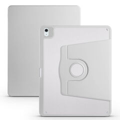Apple iPad Pro 12.9 2022 M2 Kılıf Termik Kalem Bölmeli Dönebilen Standlı Kılıf Gri