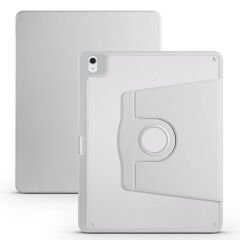 Apple iPad Pro 12.9 2022 M2 Kılıf Termik Kalem Bölmeli Dönebilen Standlı Kılıf Gri
