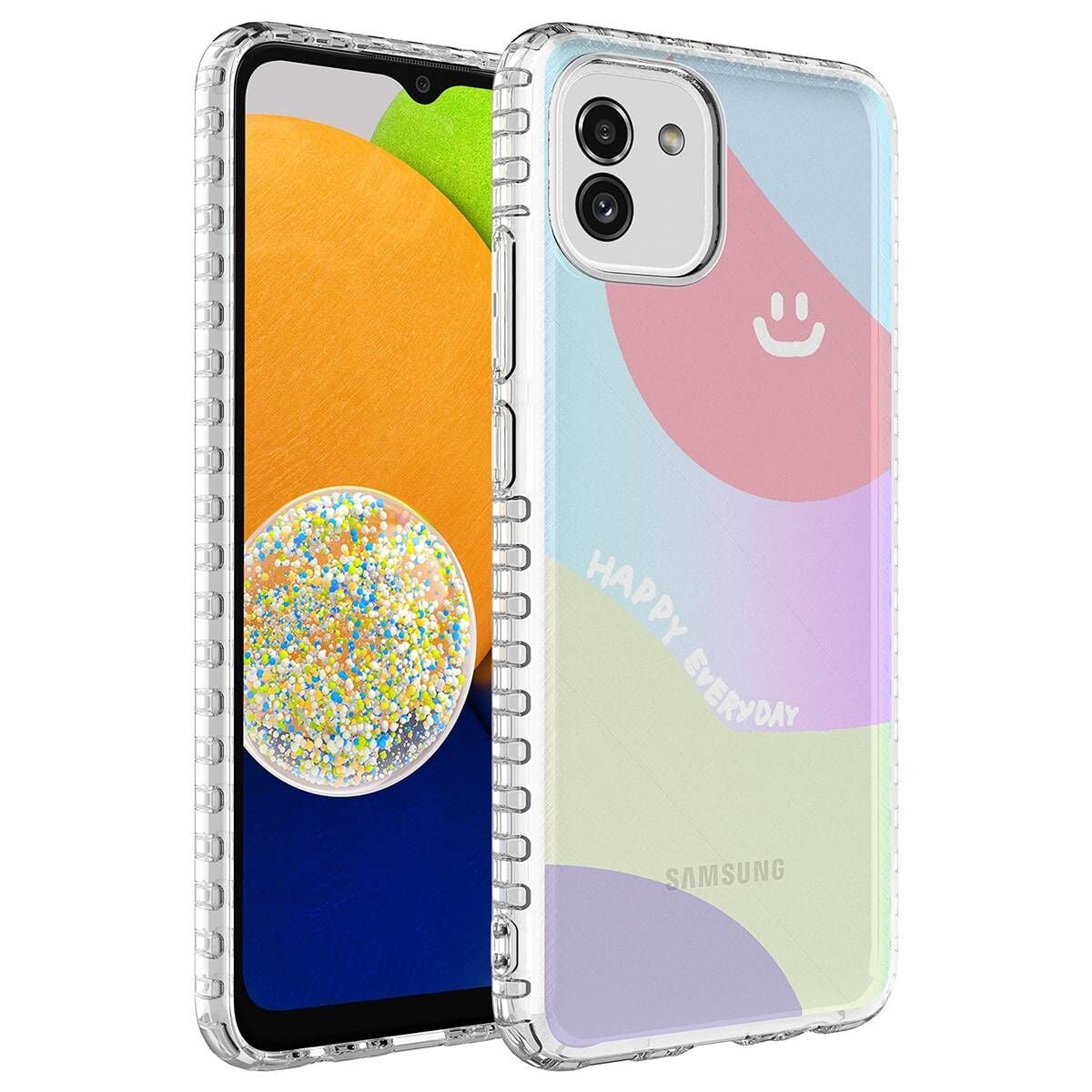 Samsung Galaxy A04 Airbag Kenarlı Renkli Desenli Silikon Elegans Kapak kılıf NO7