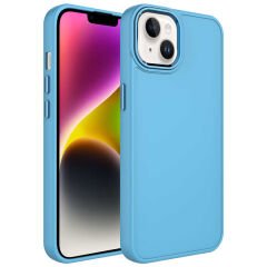 iPhone 13 Kılıf Metal Çerçeve ve Buton Tasarımlı Silikon Luna Kapak