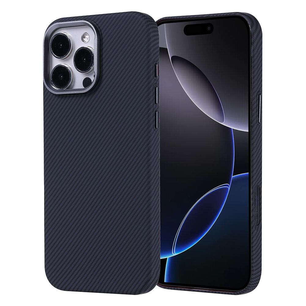 iPhone 16 Pro Max Kılıf Kablosuz Şarj Özellikli Karbon Fiber Görünümlü Nekst Kapak