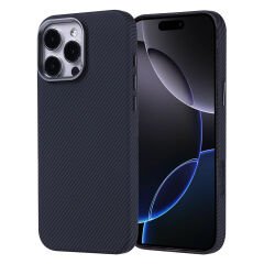 iPhone 16 Pro Max Kılıf Kablosuz Şarj Özellikli Karbon Fiber Görünümlü Nekst Kapak