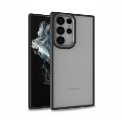 Samsung Galaxy S22 Ultra Kılıf Kamera Çıkıntılı Arkası Şeffaf Köşeleri Parlak Renkli Işlemeli Flora Kapak Siyah