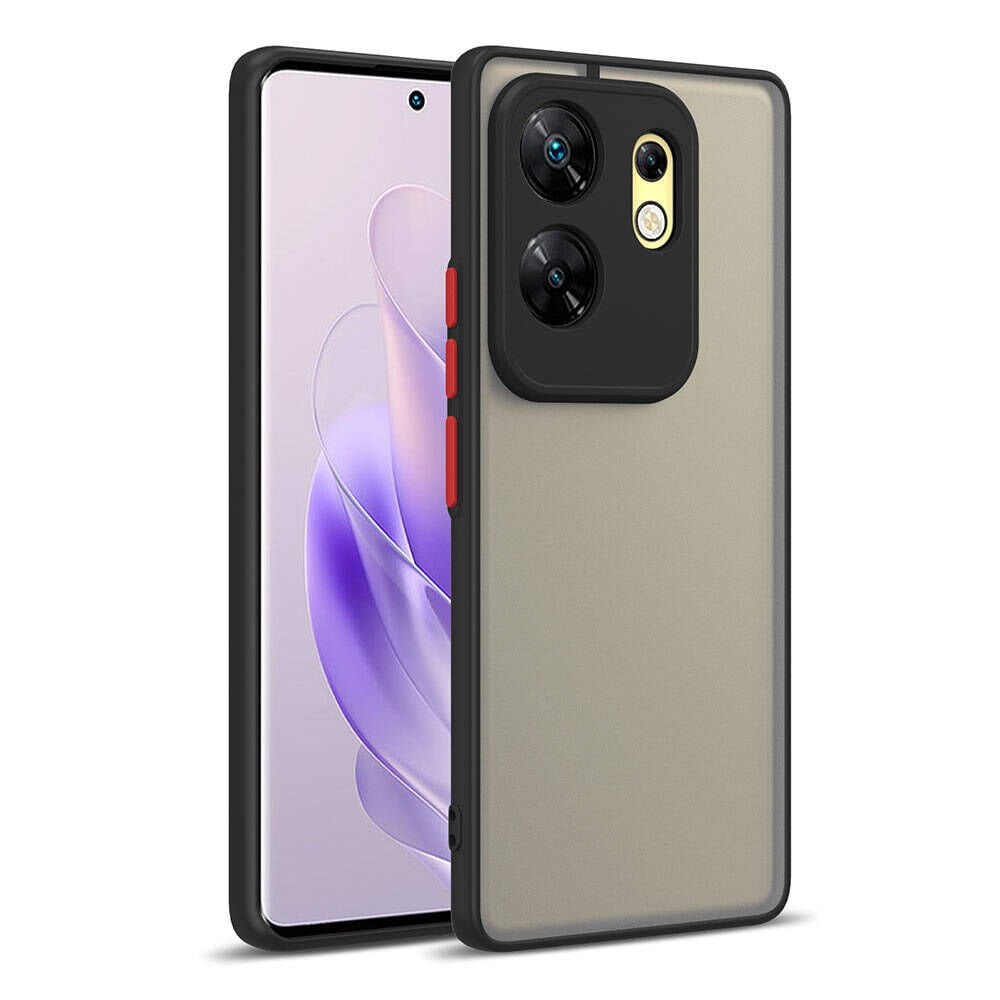 İnfinix Zero 30 4G Kılıf Mat Kamera Korumalı Renkli Tuşlu Sert Silikon Hux Kapak Siyah