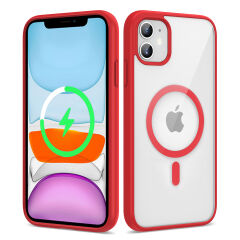 iPhone 11 Kılıf Magsafe Wireless Şarj Özellikli Silikon Ege Kapak Derin Mor