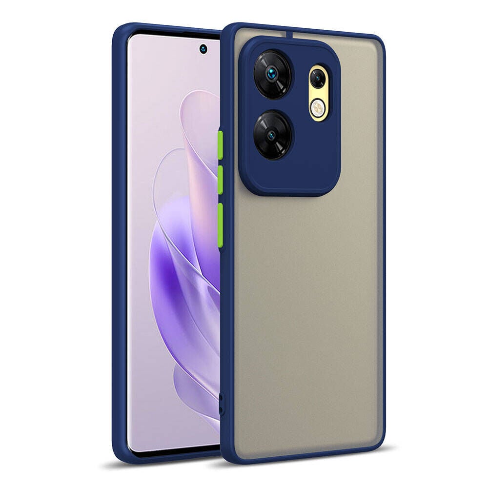 İnfinix Zero 30 4G Kılıf Mat Kamera Korumalı Renkli Tuşlu Sert Silikon Hux Kapak Lacivert