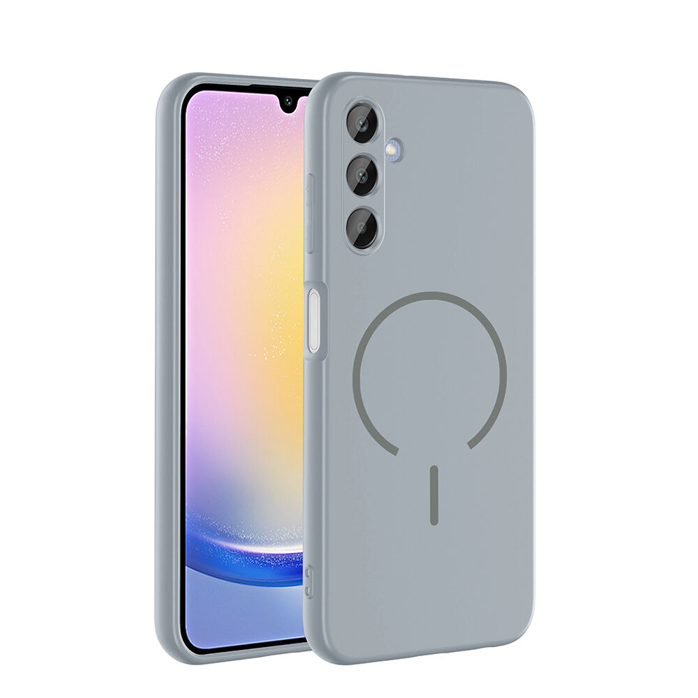 Samsung Galaxy A25 Kılıf Meta Lansman M-Safe Kamera Korumalı içi Kadife Yumuşak Renkli Süet Silikon Titanyum-Gri