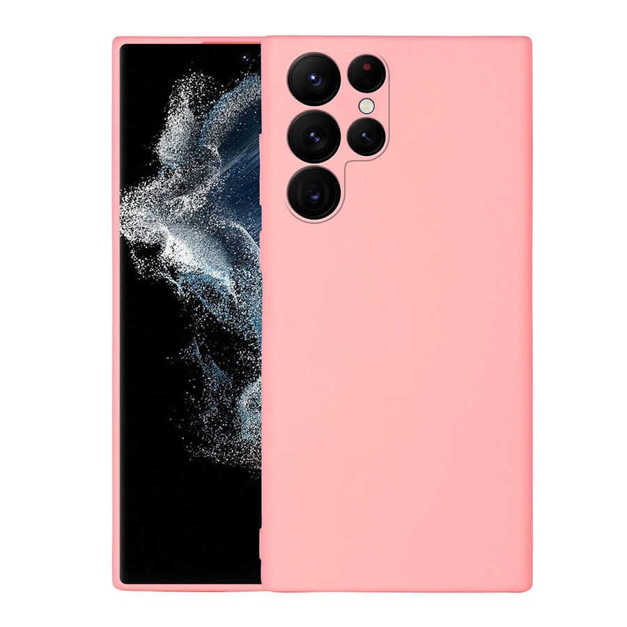 Samsung Galaxy S22 Ultra Kamera Korumali Mara Lansman Kapak Pembe Açık
