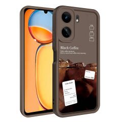 Xiaomi Poco C65 Kılıf Kamera Korumalı Baskılı Arka Yüzey Klas Kapak Siyah