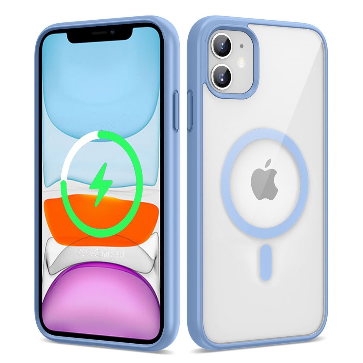 iPhone 11 Kılıf Magsafe Wireless Şarj Özellikli Silikon Ege Kapak Mavi Açık