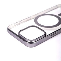 iPhone 15 Pro Max Kılıf Wireless Şarj Özellikli Sert PC Mat Riksos Magsafe Kapak Kılıf