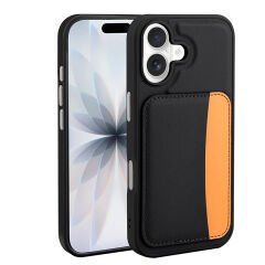 iPhone 16 Uyumlu Kartlıklı Süni Deri X-Kart Cüzdan Silikon Kapak