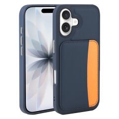 iPhone 16 Uyumlu Kartlıklı Süni Deri X-Kart Cüzdan Silikon Kapak