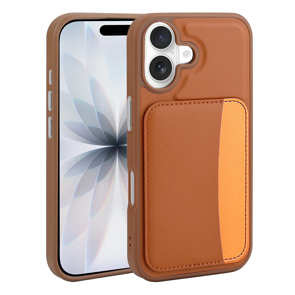 iPhone 16 Uyumlu Kartlıklı Süni Deri X-Kart Cüzdan Silikon Kapak