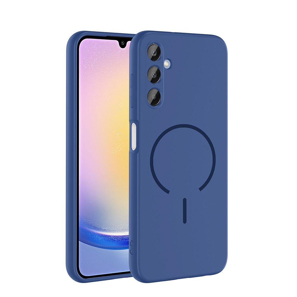 Samsung Galaxy A25 Kılıf Meta Lansman M-Safe Kamera Korumalı içi Kadife Yumuşak Renkli Süet Silikon Lacivert