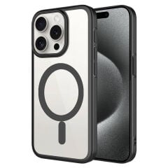 iPhone 15 Pro Max Kılıf Wireless Şarj Özellikli Sert PC Mat Riksos Magsafe Kapak Kılıf
