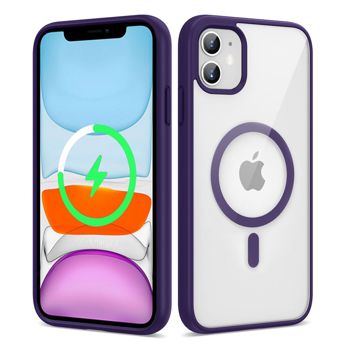 iPhone 11 Kılıf Magsafe Wireless Şarj Özellikli Silikon Ege Kapak Derin Mor