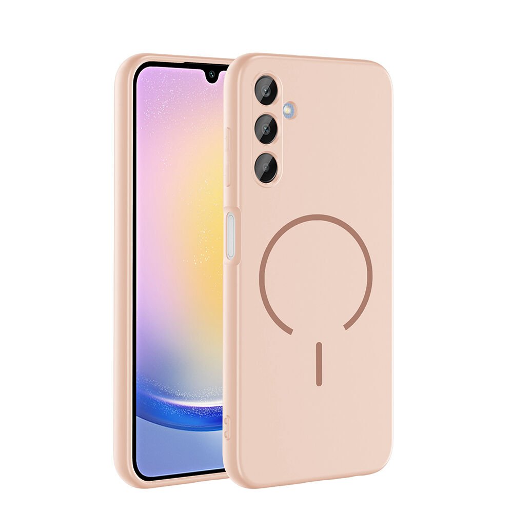 Samsung Galaxy A25 Kılıf Meta Lansman M-Safe Kamera Korumalı içi Kadife Yumuşak Renkli Süet Silikon Rose Pembe