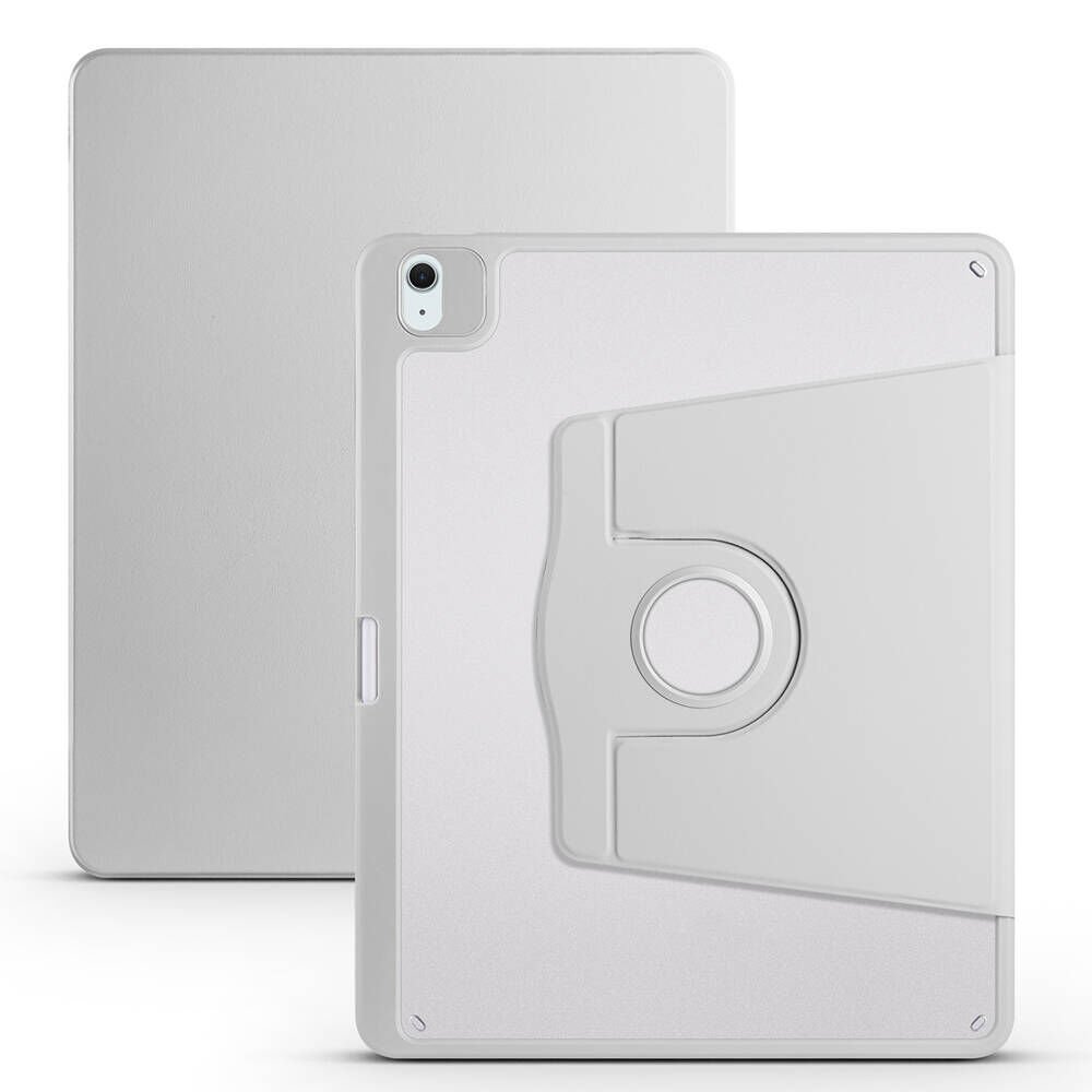 Apple iPad Air 13 2024 Kılıf Termik Kalem Bölmeli Dönebilen Standlı Kılıf Gri
