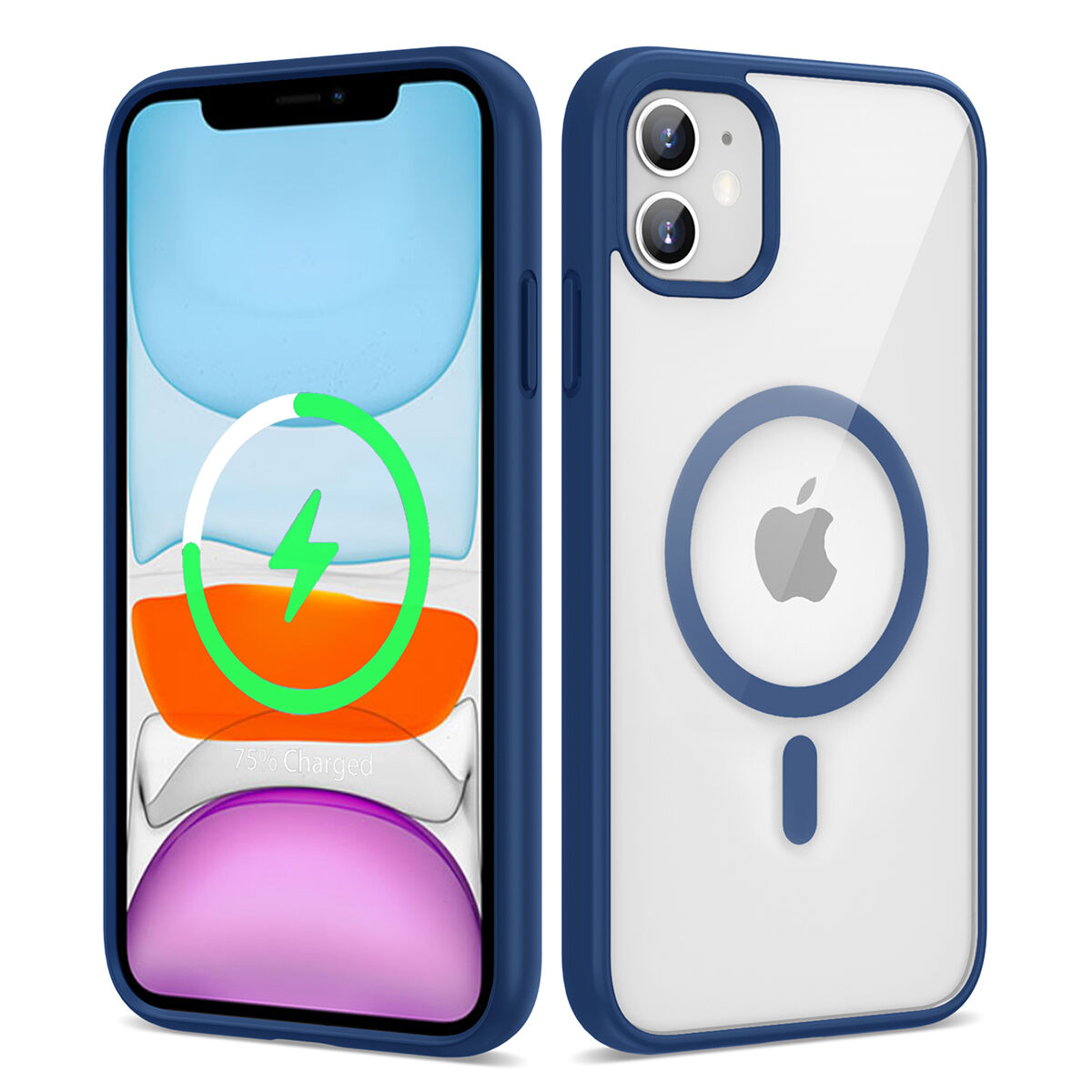 iPhone 11 Kılıf Magsafe Wireless Şarj Özellikli Silikon Ege Kapak Mavi