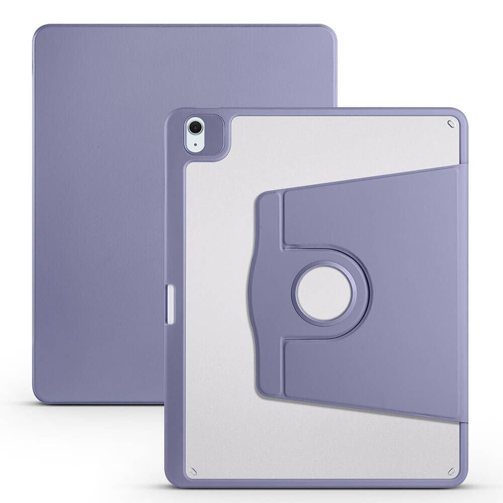 Apple iPad Air 13 2024 Kılıf Termik Kalem Bölmeli Dönebilen Standlı Kılıf Lavendery Gray