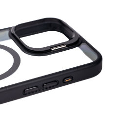iPhone 15 Pro Max Kılıf Magsafe Wireless Şarj Özellikli Standlı Magsafe Klon Lensli Kapak Kılıf