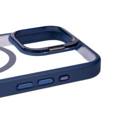 iPhone 15 Pro Max Kılıf Magsafe Wireless Şarj Özellikli Standlı Magsafe Klon Lensli Kapak Kılıf