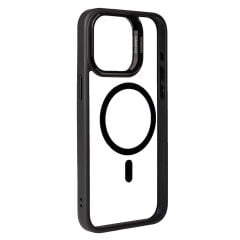 iPhone 15 Pro Max Kılıf Magsafe Wireless Şarj Özellikli Standlı Magsafe Klon Lensli Kapak Kılıf