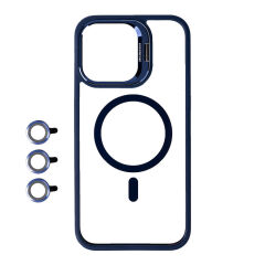 iPhone 15 Pro Max Kılıf Magsafe Wireless Şarj Özellikli Standlı Magsafe Klon Lensli Kapak Kılıf