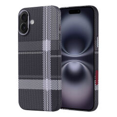 iPhone 16 Plus Kılıf Kablosuz Şarj Özellikli Karbon Fiber Görünümlü Nekst Kapak