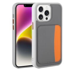 iPhone 16 Pro Uyumlu Kartlıklı Süni Deri X-Kart Cüzdan Silikon Kapak
