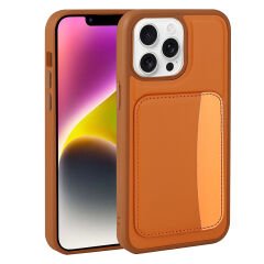 iPhone 16 Pro Uyumlu Kartlıklı Süni Deri X-Kart Cüzdan Silikon Kapak