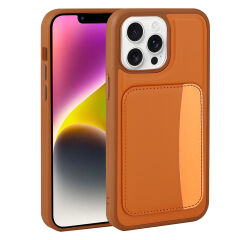 iPhone 16 Pro Uyumlu Kartlıklı Süni Deri X-Kart Cüzdan Silikon Kapak