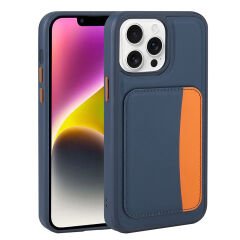 iPhone 16 Pro Uyumlu Kartlıklı Süni Deri X-Kart Cüzdan Silikon Kapak