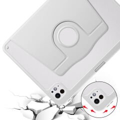 Apple iPad Pro 11 2024 Kılıf Termik Kalem Bölmeli Dönebilen Standlı Kılıf Lacivert