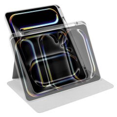 Apple iPad Pro 11 2024 Kılıf Termik Kalem Bölmeli Dönebilen Standlı Kılıf Lacivert