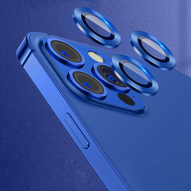 iPhone 12 Pro Max CL-07 Kamera Lens Koruyucu Lacivert