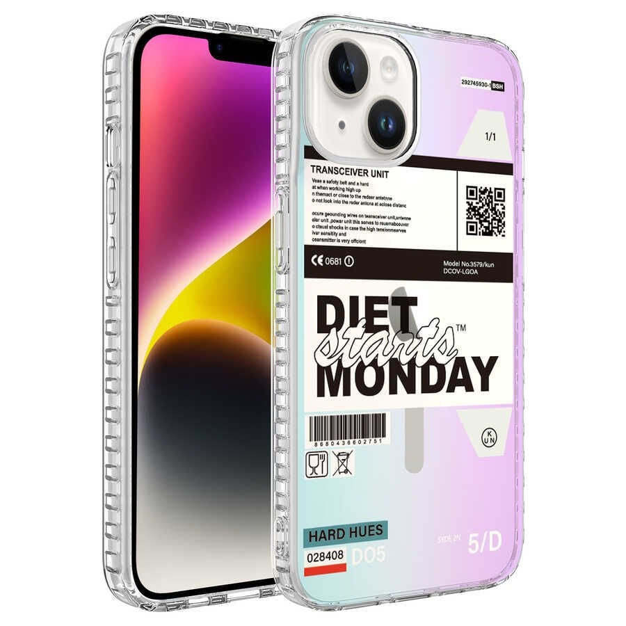 iPhone 13 Kılıf Airbag Kenarlı Renkli Desenli Silikon Elegans Kapak