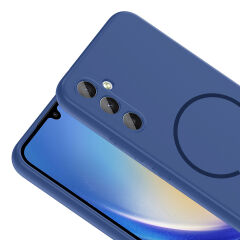 Samsung Galaxy A24 Kılıf Meta Lansman M-Safe Kamera Korumalı içi Kadife Yumuşak Renkli Süet Silikon Siyah