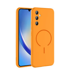 Samsung Galaxy A24 Kılıf Meta Lansman M-Safe Kamera Korumalı içi Kadife Yumuşak Renkli Süet Silikon Siyah