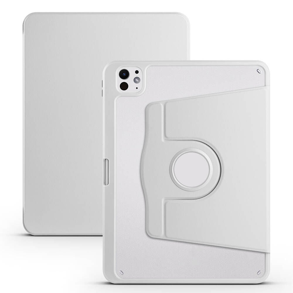 Apple iPad Pro 11 2024 Kılıf Termik Kalem Bölmeli Dönebilen Standlı Kılıf Gri
