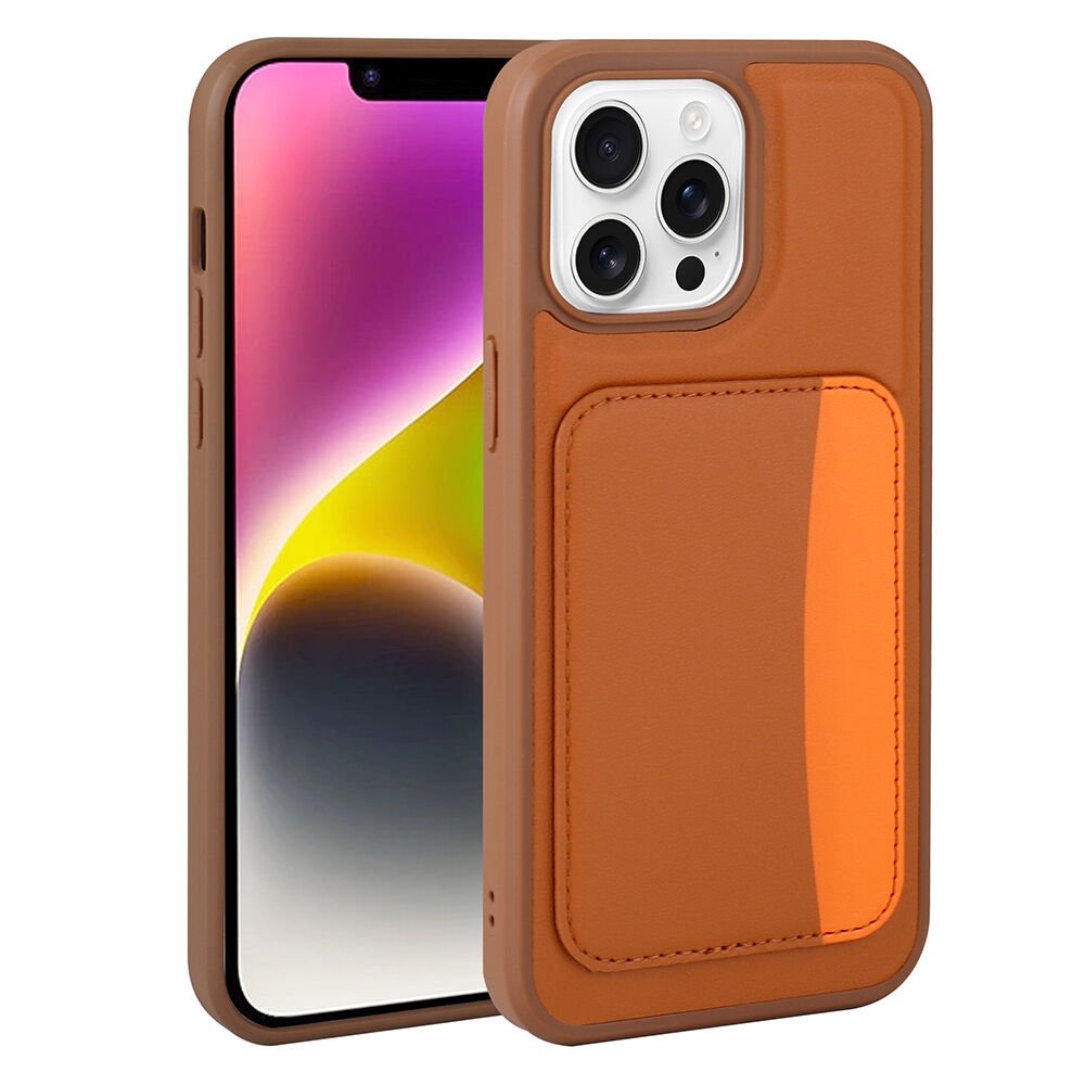 iPhone 16 Pro Max Uyumlu Kartlıklı Süni Deri X-Kart Cüzdan Silikon Kapak