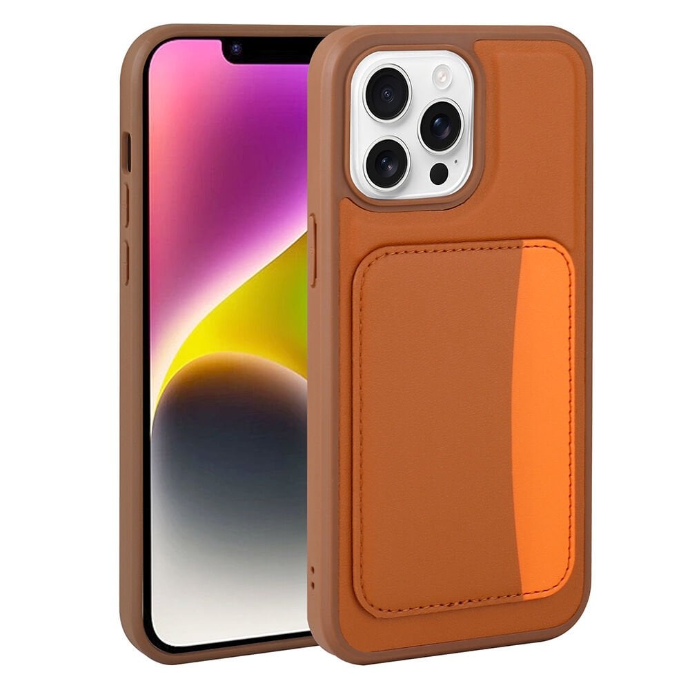 iPhone 16 Pro Max Uyumlu Kartlıklı Süni Deri X-Kart Cüzdan Silikon Kapak