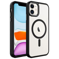iPhone 11 Kılıf Wireless Şarj Özellikli Krom Magsafe Silikon Kapak