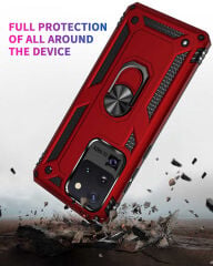 Samsung Galaxy S20 Ultra Kılıf Vega Tank Sert Yüzüklü Standlı Zırh Koruma Kapak Gri