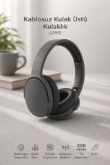 Bluetooth Kulaklık Kulak Üstü Kablosuz Kulaklık P2961 Siyah