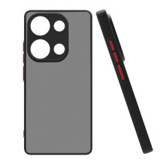 Xiaomi Redmi Note 13 Pro 5G Mat Kamera Korumalı Renkli Tuşlu Sert Silikon Hux Kapak Siyah