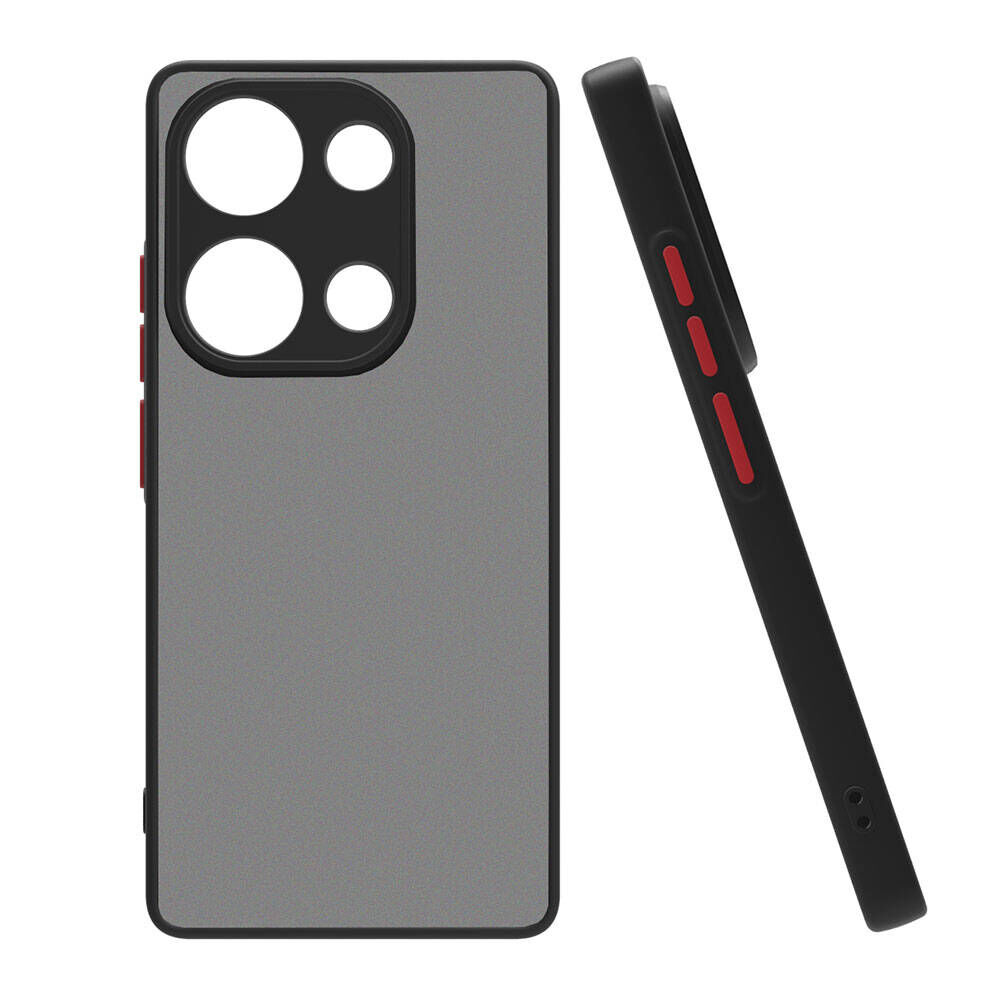 Xiaomi Redmi Note 13 Pro 5G Mat Kamera Korumalı Renkli Tuşlu Sert Silikon Hux Kapak Siyah